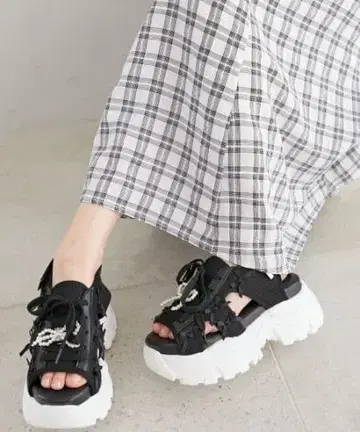 2WAY 데코 리본 스포츠 샌들 블랙