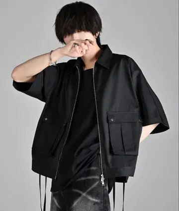 [ ADRER ] 밀리터리 슈퍼 기믹 셔츠 블루종 블랙 S 사이즈