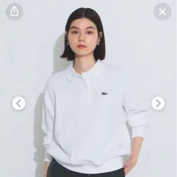 빔즈 보이 별주 LACOSTE 화이트 긴팔 피케 셔츠
