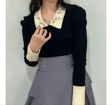 dazzlin 오너먼트 칼라 리브 상의