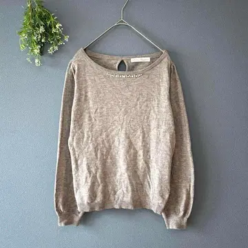 앙바스켓 [M] 성인 내추럴 미니 비쥬 울 혼방 크루넥 긴팔 니트