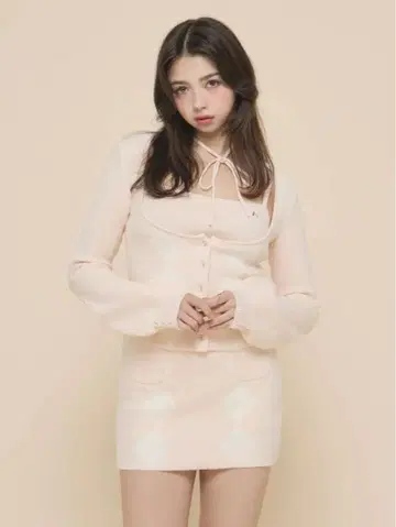 앤드마리 Argyle ribbon knit set up