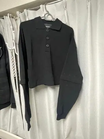 GRANCY 지퍼 레이어드 와이드 숏 피케 셔츠