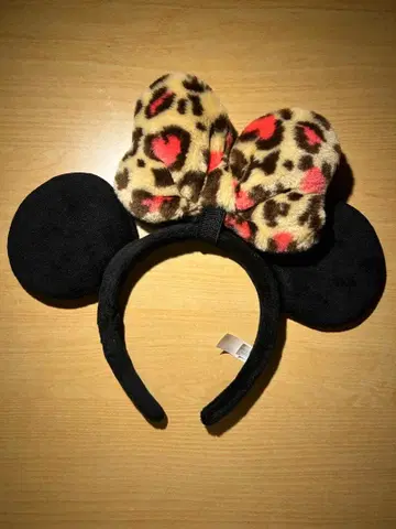 레오파드 무늬 리본 미니 디즈니 머리띠