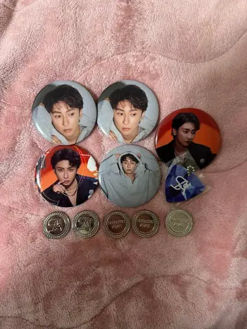 아타에 신지로 배지 5개 세트 피크 키링 코인