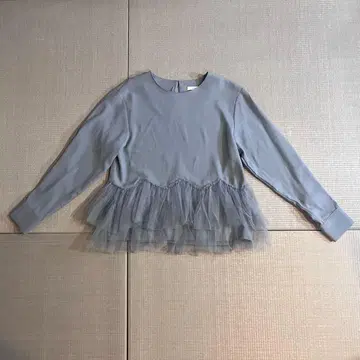 블루 프릴 긴팔 셔츠