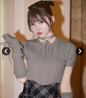 미셸 마카롱 암워머 set 케이블 니트 상의