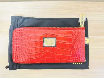 코코세 골드 레드 악어 엠보싱 장지갑