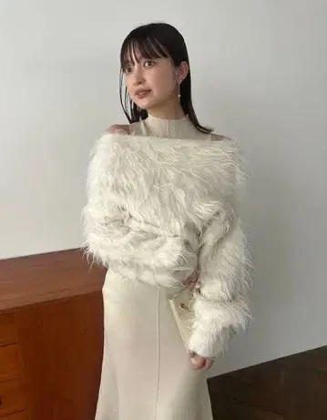 anuans 오프숄더 레이어드 니트 원피스