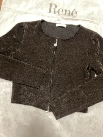 [ 미착용 ] 르네 브라운 벨로아 가디건 34