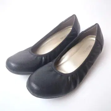 AKAISHI 아치 피터 펌프스 24cm 가죽 블랙 플랫