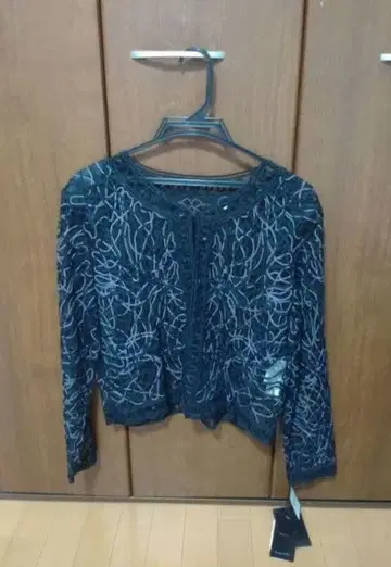 [택 포함 새상품] 미로네 Milone 전체 레이스 긴팔 볼레로 블랙