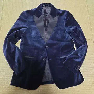 자라 턱시도 벨로아 네이비 2버튼 USA38 자켓