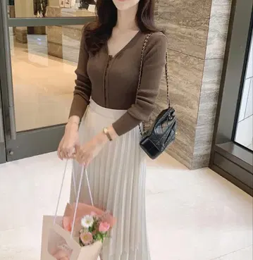 citynwoman 프론트 버튼 슬릿 니트 가디건 p589486