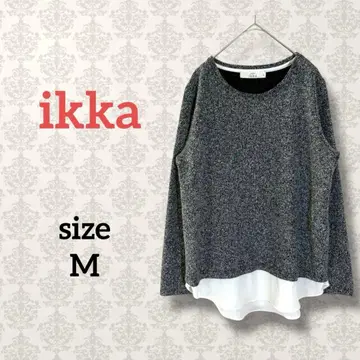 이카 [ M ] 트위드 밑단 레이어드 풀오버 도킹 그레이 크루넥