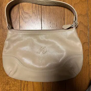 키타무라 베이지 가죽 핸드백