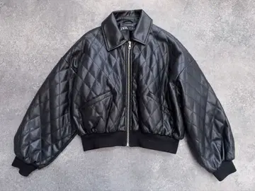 ZARA 퀼팅 가죽 자켓 S