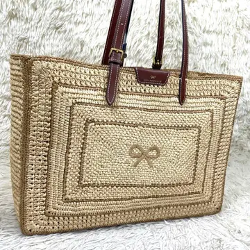 현행 모델 ANYA HINDMARCH 카고백 라피아 보우 리본