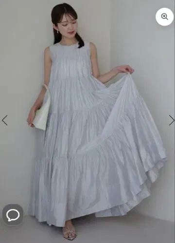 택 포함 새상품 anuans 텐셀 리치 오간 티어드 원피스 M 사이즈