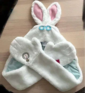 디즈니 머플러 캡 앨리스 화이트 토끼 팬캡 장갑 머플러