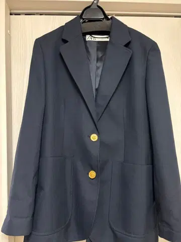 자라 새상품 테일러드 자켓 싱글 블레이저 네이비 골드 버튼 2b S