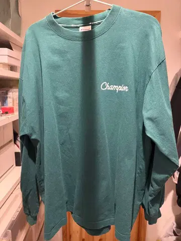 Champion 그린 롱 슬리브 T셔츠 L 사이즈