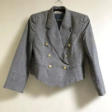 Odd Number 더블 브레스트 자켓 그레이 계열 체크, 스커트 양호