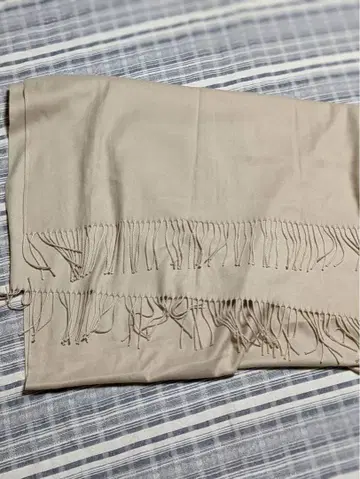 캐시미어 베이지 프린지 스톨