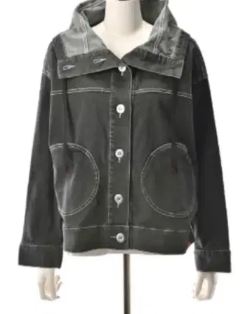 가격 인하 kikki 둥근 포켓 데님 스트레치 자켓