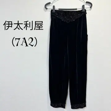 이타리야 (7A2) 블랙/벨벳 느낌/비즈/팬츠/스트레치/바지