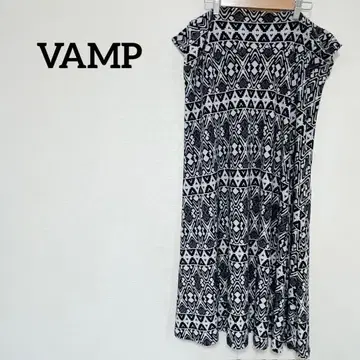 VAMP 바 기하학 패턴 롱 원피스 빅 사이즈 화이트 블랙