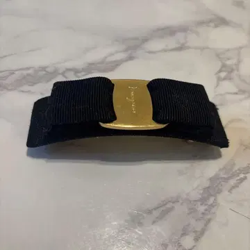 네이비 코듀로이 리본 헤어 클립