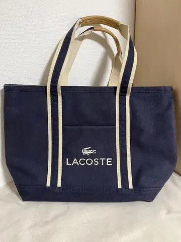 LACOSTE 네이비 로고 토트백