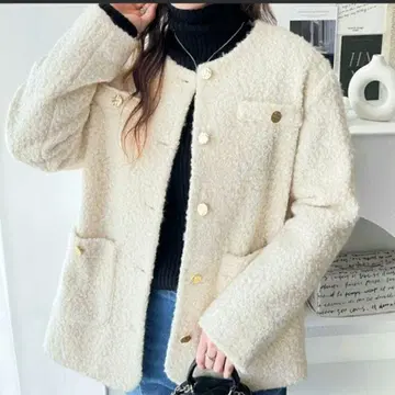 아이보리 노카라 자켓 M 사이즈