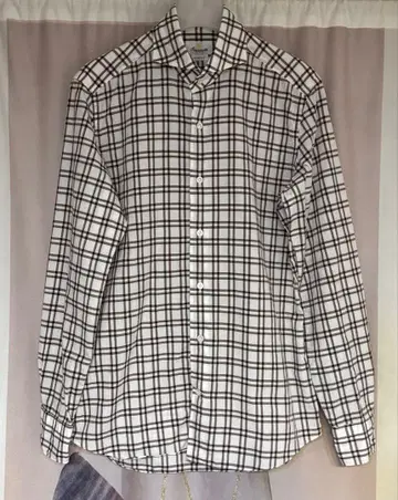 Giannetto 잔네토 코튼 브라운 체크 호리젠탈 셔츠