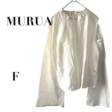 무루아 시어 긴팔 블라우스 아이보리 프리 무지 비침 루즈핏