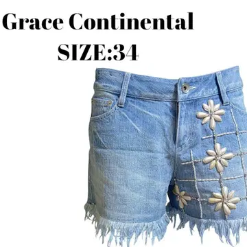 그레이스 콘티넨탈 34 페미닌 프린지 데님 숏팬츠