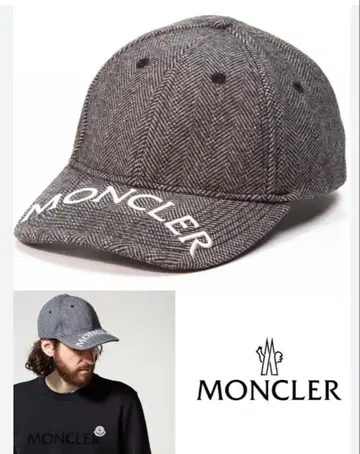 MONCLER 헤링본 트위드 캡 벨크로 테이프 조절