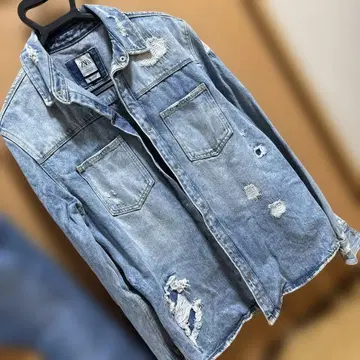 ZARA 남성용 데님 자켓 데미지 자켓 점퍼 데님