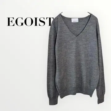 에고이스트 V넥 긴팔 니트 그레이 M 상당 울 혼방 심플 무지