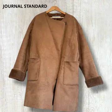 [저널 스탠다드] 페이크 무스탕 미들 코트 브라운