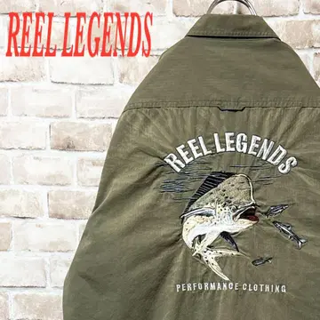 낚시 REEL LEGENDS 반팔 BD 셔츠 빅 자수 M