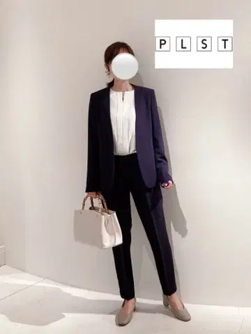 [새상품급] PLST 플라스테 트리아세 블렌드 칼라리스 자켓 팬츠 수트