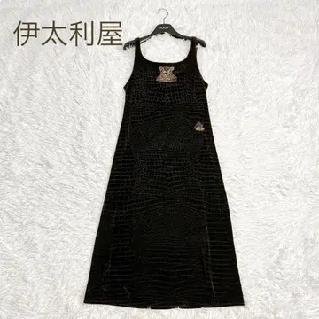 새상품급 이타리야 레오파드 무늬 자수 벨로아 롱 원피스 브라운 사이즈 9