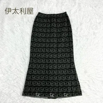 새상품급 이타리야 모노그램 로고 스커트 롱 머메이드 블랙 7 S