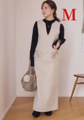 시마무라 yumi 코드 자수 오버롤 스커트 아이보리 M 새상품