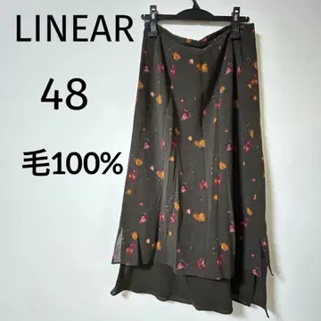 LINEAR 월드 꽃무늬 롱 스커트 안감 포함 다크 브라운 모 100%