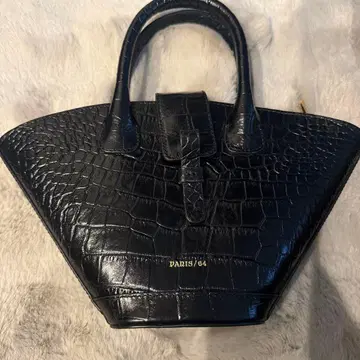 PARIS/64 크로커다일풍 핸드백 블랙