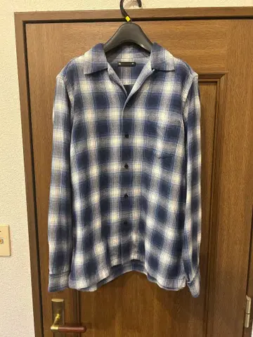 새상품급 MINEDENIM 롱 슬리브 긴팔 체크 셔츠 사이즈 2