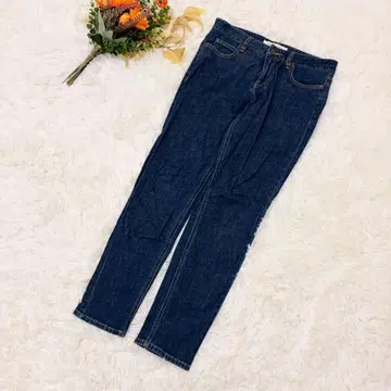 INED 데님 팬츠 다크 인디고 깔끔한 스트레이트 스트레치 성인